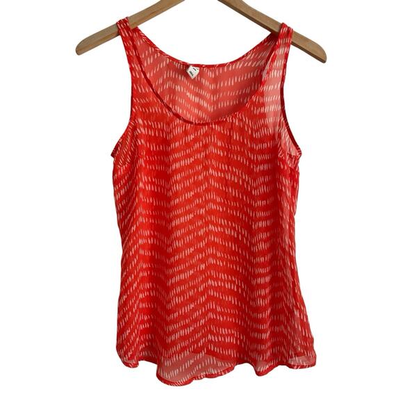 Old‎ Navy Tank Top Womens Size Small Orange Sheer Chiffon Boho Festival Beachy - Picture 1 of 9